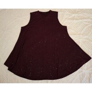 Lane Bryant Women's Size 18/20 Glitter Swing High Neck Tunic Tank Burgundy